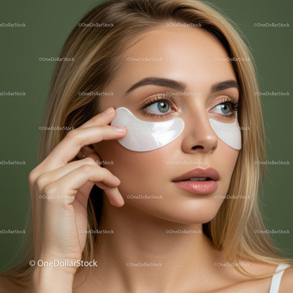 Young Woman Applying Eye Patches for Skin Rejuvenation
