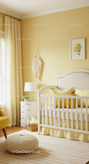 Bright Nursery with Baby Cradle and Yellow Decorative Elements