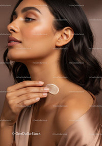 Elegant Beauty Portrait of Woman with Glowing Skin and Soft Makeup