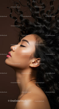 Profile of Woman with Curly Hair and Closed Eyes