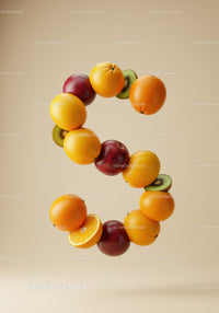 Number Three Shaped From Floating Fresh Citrus Fruits