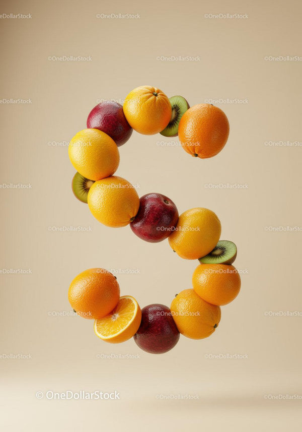 Number Three Shaped From Floating Fresh Citrus Fruits