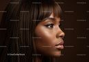 Beautiful Woman with Winged Eyeliner and Glossy Lips Artistic Portrait