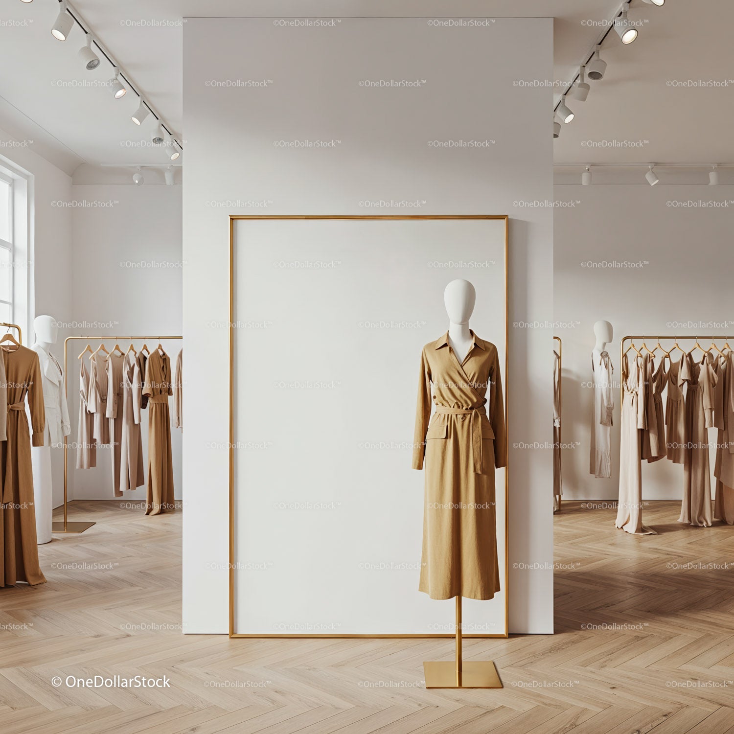 Minimalist Fashion Boutique with Elegant Neutral Dresses
