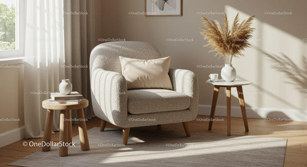 Cozy armchair nook with natural light and decor
