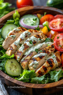 Grilled Chicken with Fresh Vegetable Salad and Herb Dressing