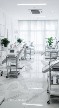 Modern Dental Clinic Interior with Dental Chairs and Equipment