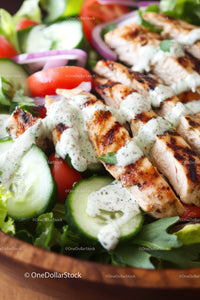 Grilled Chicken Salad with Fresh Vegetables and Herb Dressing