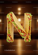 Letter N Formed by Delicious Chicken Tacos with Fresh Veggies