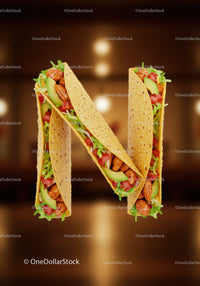 Letter N Formed by Delicious Chicken Tacos with Fresh Veggies
