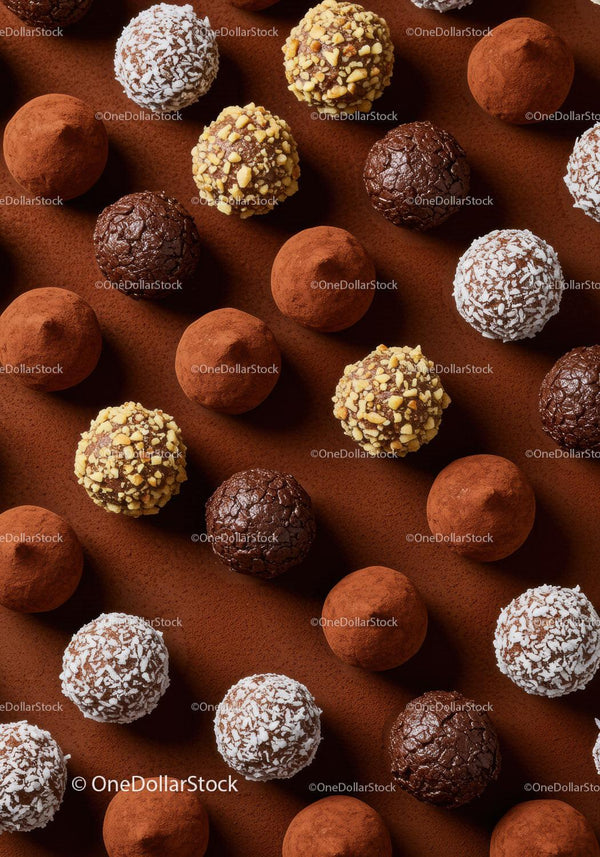 Assorted gourmet chocolate truffles with varied coatings