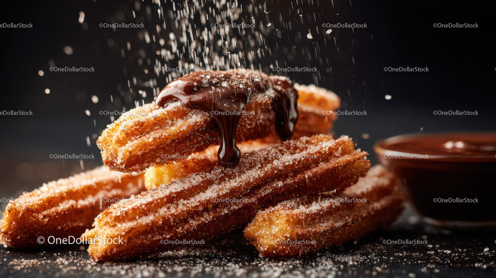 Delicious Churros with Sugar and Chocolate Sauce