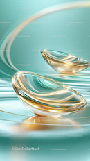 Abstract Glass Shapes with Metallic Accents in Modern Design