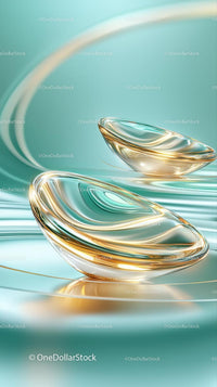 Abstract Glass Shapes with Metallic Accents in Modern Design