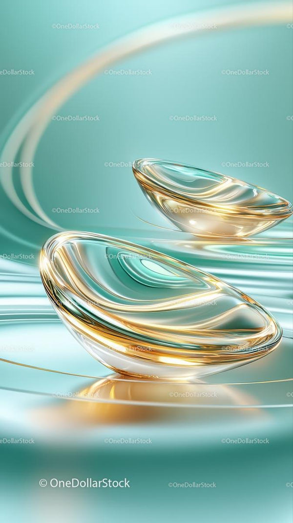 Abstract Glass Shapes with Metallic Accents in Modern Design