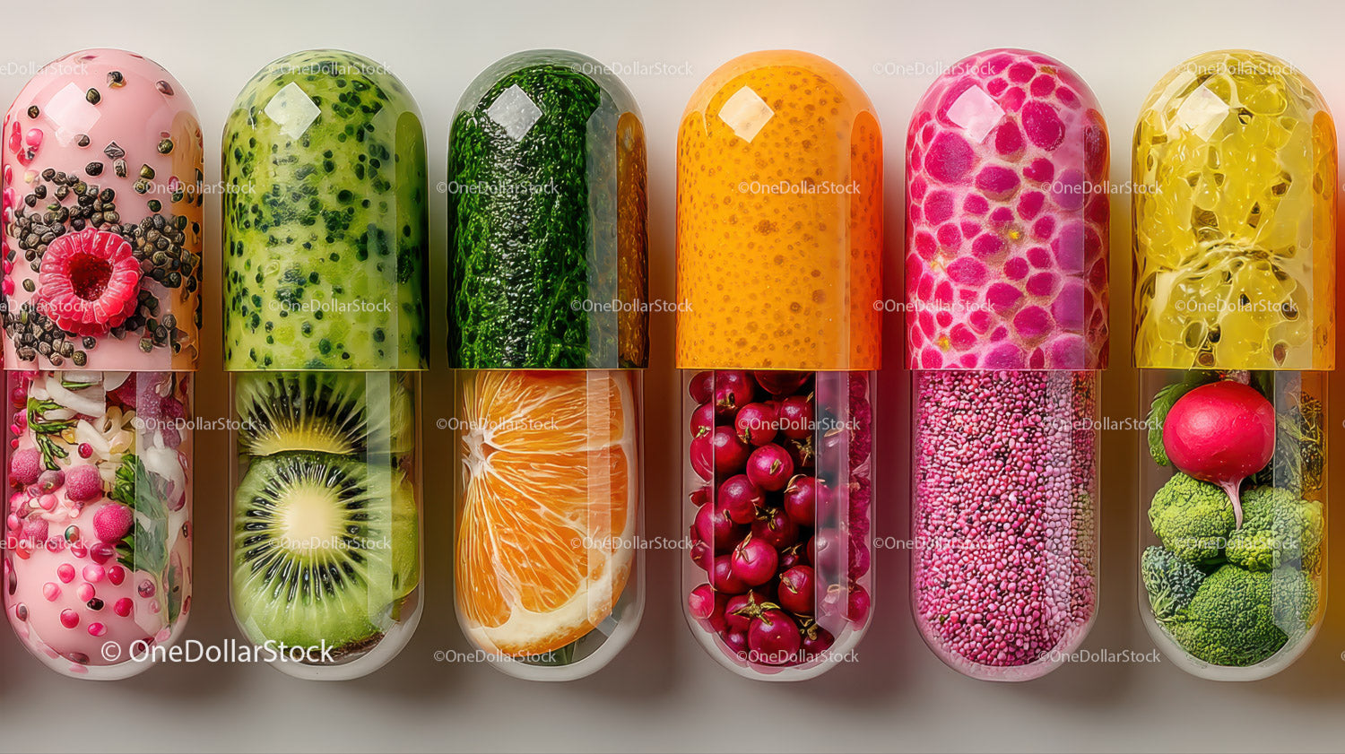 Assorted Fruit and Berry Filled Capsules with Fresh Fruits