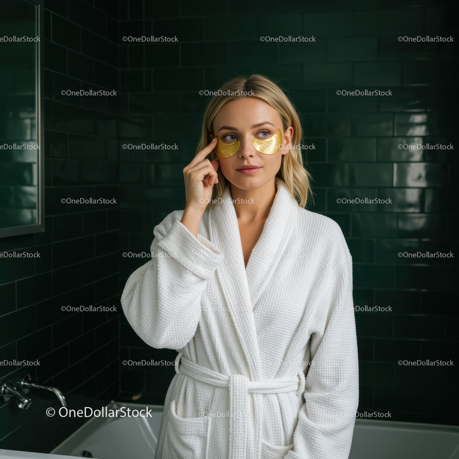 Young Woman Receiving Skincare Treatment with Gel Pads in Spa