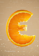 Close up of fresh orange slice with juice droplets