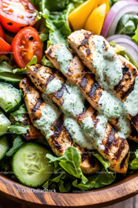 Grilled Chicken Salad with Fresh Vegetables and Herb Dressing