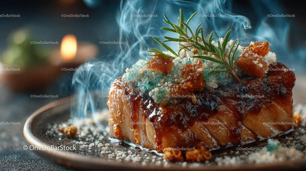 Gourmet Danie z Pieczonym Mięsem z Ziołami i Kolorową Dekoracją