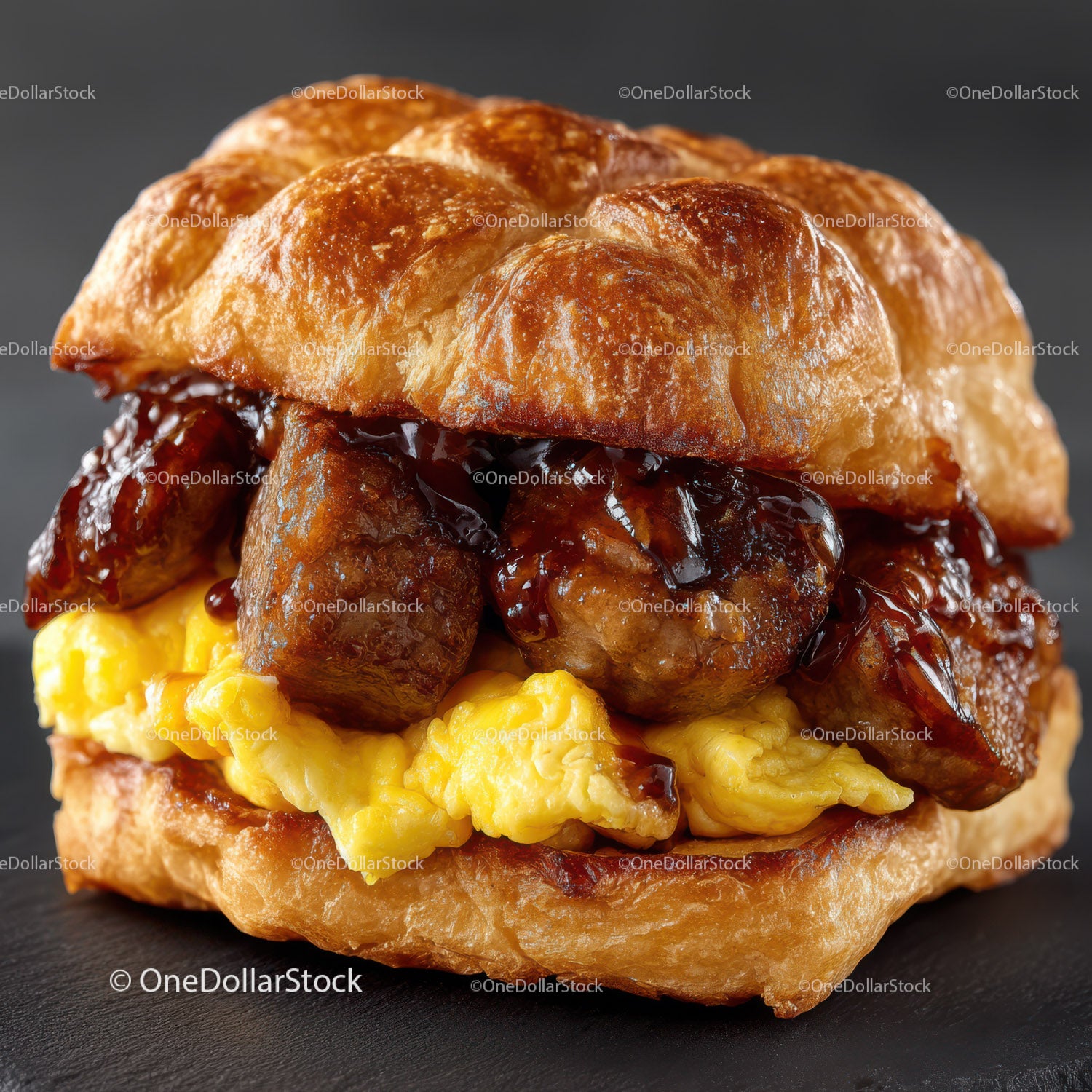 Meatball Sandwich with Cheddar Cheese and Onions on Crispy Bread