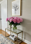 Elegant Pink Peony Floral Arrangement in Glass Vase Interior Decor