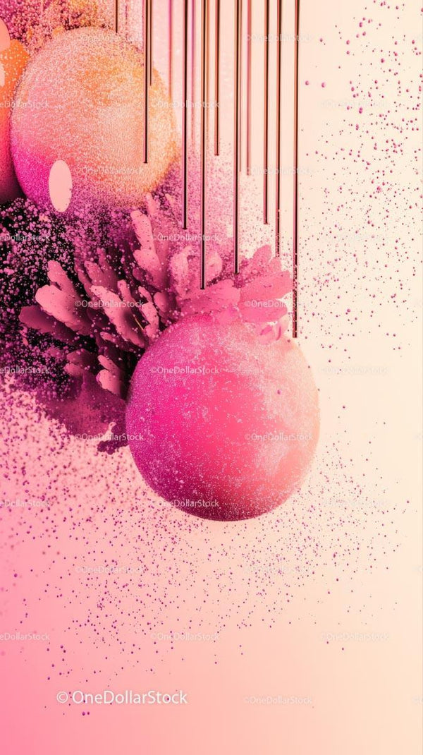 Vibrant Pink Spheres and Balls in Modern Abstract Composition