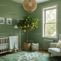 Bright Green Nursery with Lemon Tree and Natural Light in Modern Home
