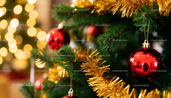 Festive Christmas Tree Decorated with Red Ornaments