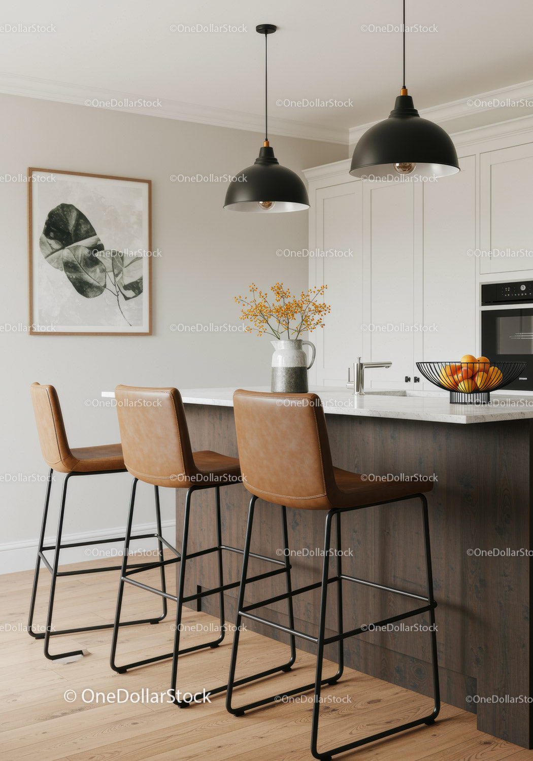 Modern Kitchen with Bar Stools and Stylish Decor