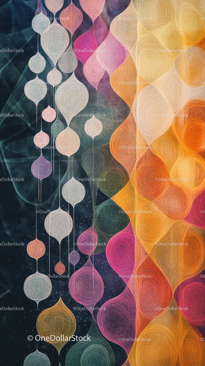 Vibrant Abstract Bubble Shapes with Colorful Light Effects