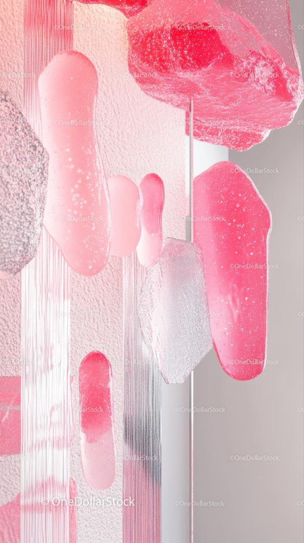 Abstract Pink Sculpture Artwork with Geometric Shapes for Modern Decor