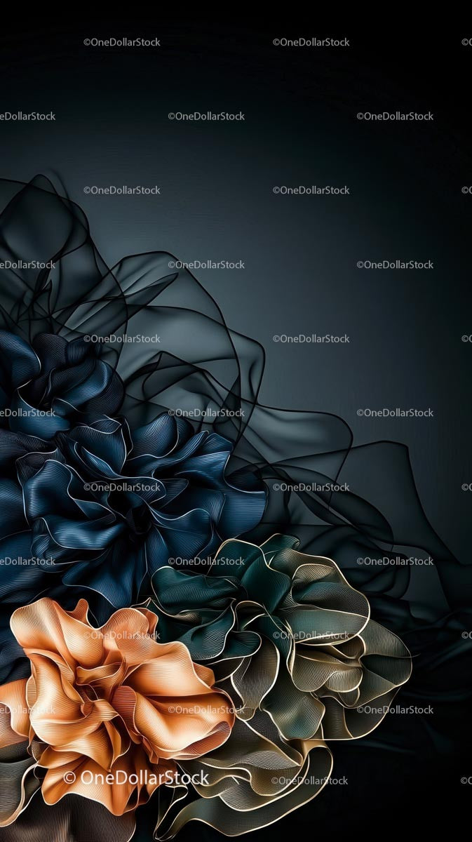 Elegant Abstract Digital Floral Art with Flowing Shapes