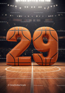 Basketball Styled Number 29 on Court Floor