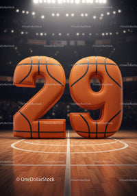 Basketball Styled Number 29 on Court Floor
