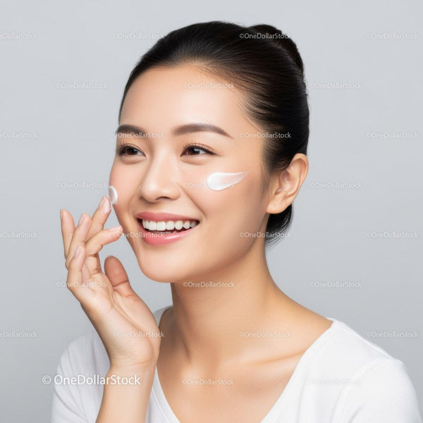 Young Woman Applying Facial Cream for Beautiful Skin