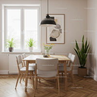 Modern Minimalist Dining Room with Indoor Plants and Natural Light