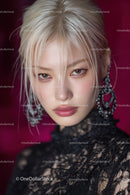 Elegant Woman with Stylish Earrings and Lace in Fashion Portrait