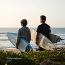 Two Surfers with Surfboards at Beach Ready for Waves