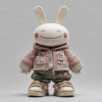 Futuristic Toy Robot with Large Eyes and Bunny Ears for Kids