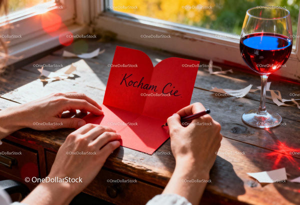 Writing a Heartfelt Valentine Note by a Sunny Window