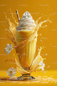 Creamy Vanilla Ice Cream with Splash of Orange Juice in Glass