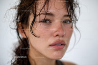 Close-up of a Young Woman with Wet Hair and Fresh Skin