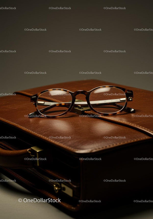 Stylish Brown Tortoiseshell Reading Glasses on Leather Briefcase