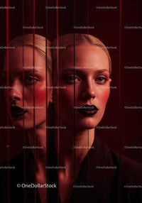 Futuristic Female Portrait with Red Lighting and Dark Makeup Stock Photo Bundle preview 34