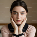 Portrait of a Young Woman with Green Eyes and Short Brown Hair