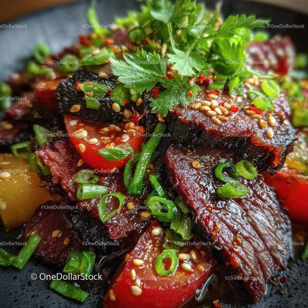 Marinated Beef with Cherry Tomatoes and Fresh Herbs