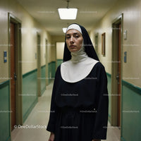Confident Nurse in Hospital Corridor With Serious Expression