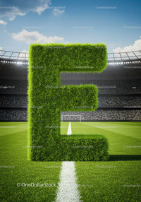 Large Grass Letter E on Soccer Field Center Line