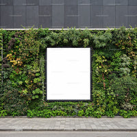 Vertical garden wall with blank advertising space outdoors